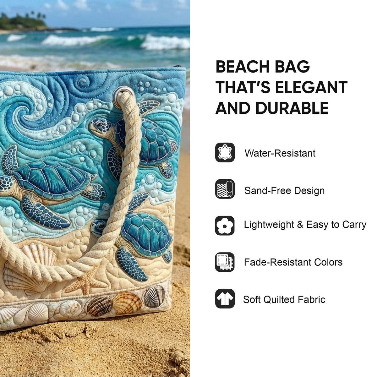 Turtle Wave | Quilted Beach Bag