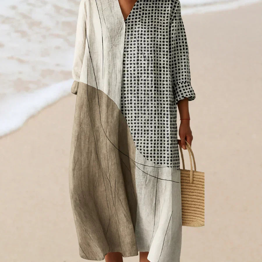 Elara | Autumn Cotton Midi Dress
