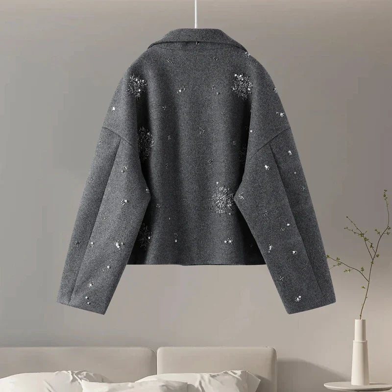 Eleanor | Beaded Snowflake Pea Coat