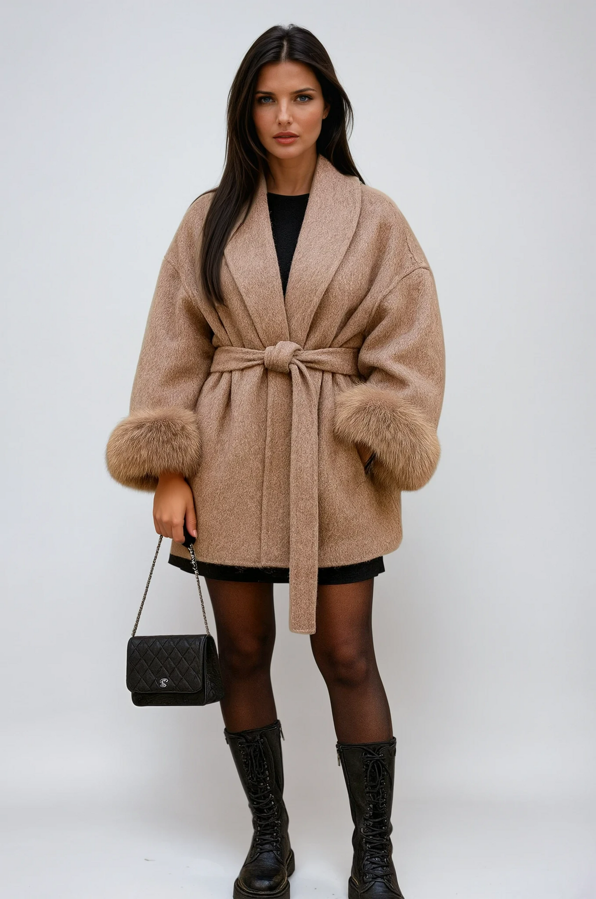 Vivian | Faux Fur Trim Coat