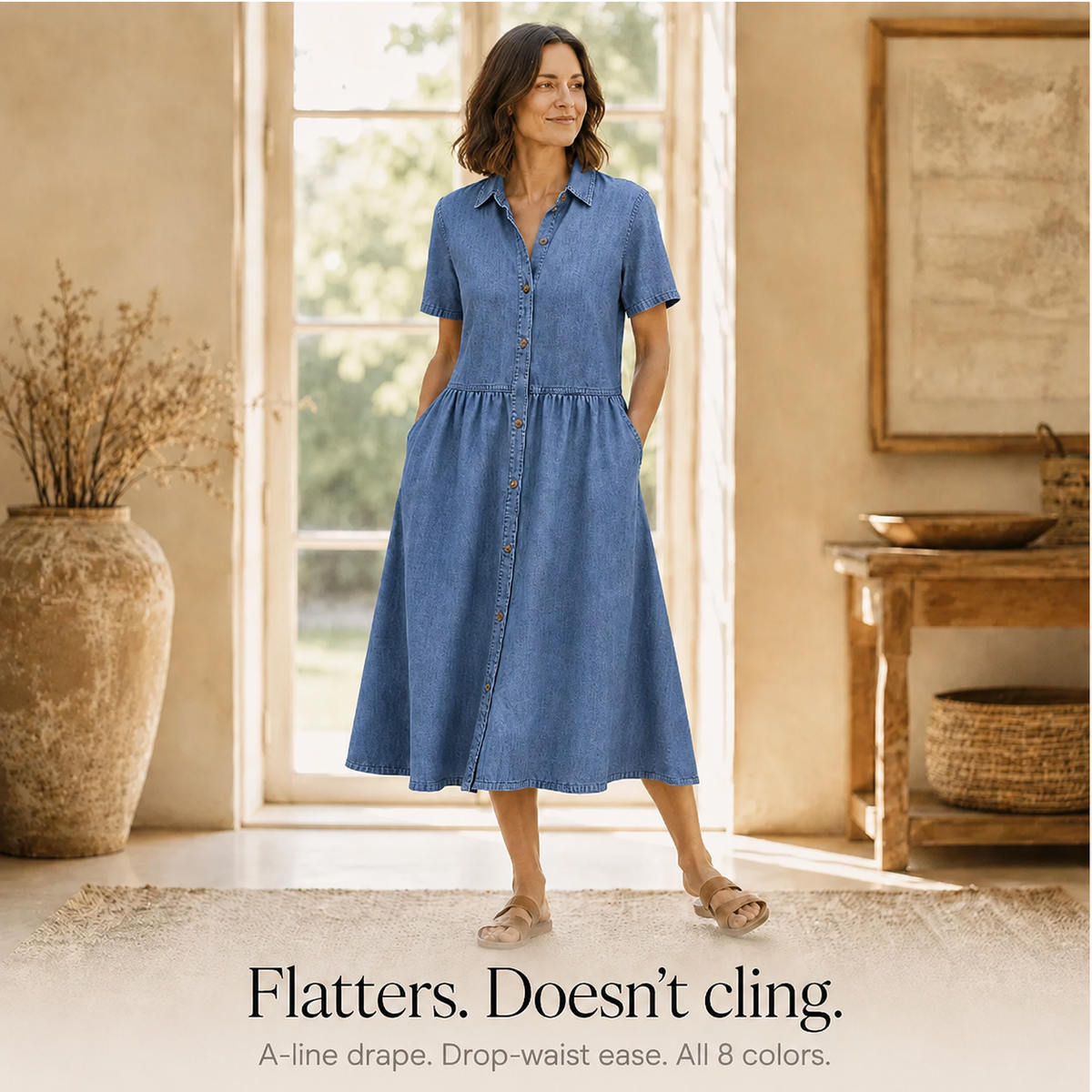 Everly | Button-Front Midi Dress