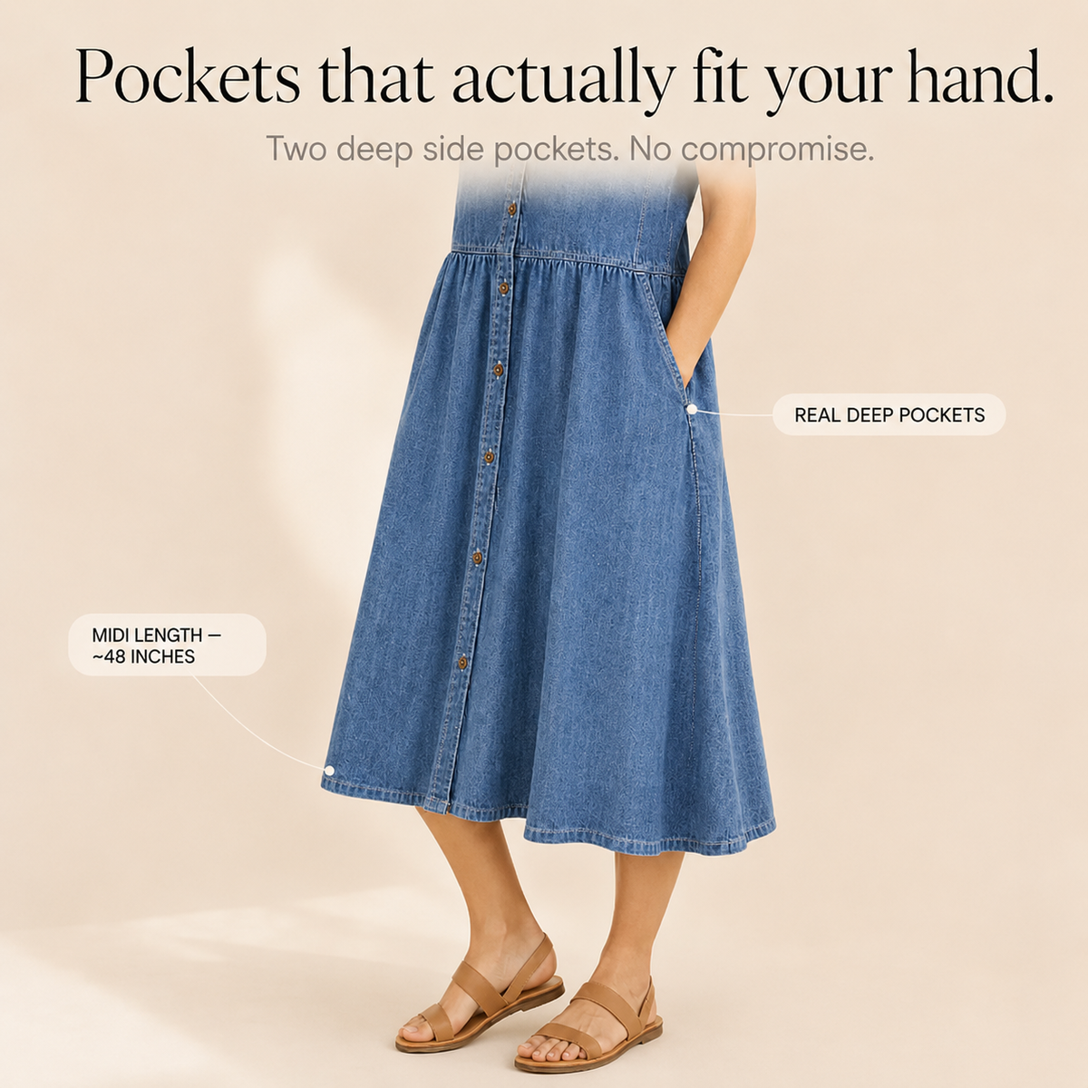 Everly | Button-Front Midi Dress