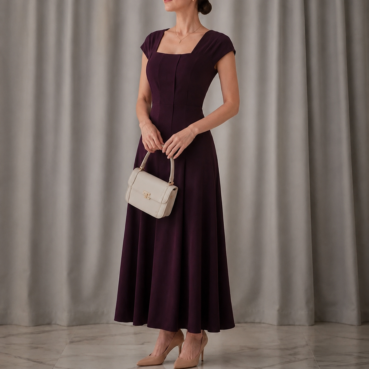 Elowyn | Sculpted Waist Midi Dress