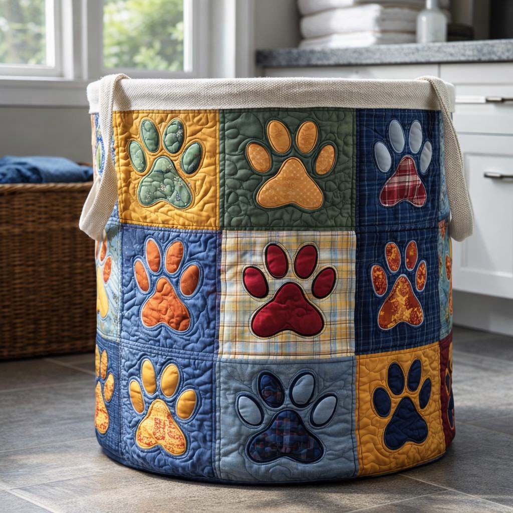 Cozy Paws | Panier à linge matelassé