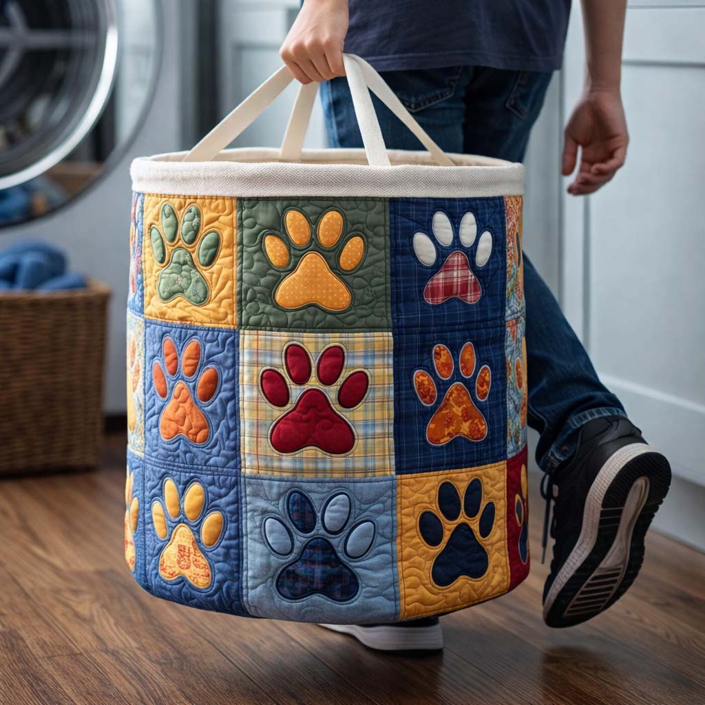 Cozy Paws | Panier à linge matelassé