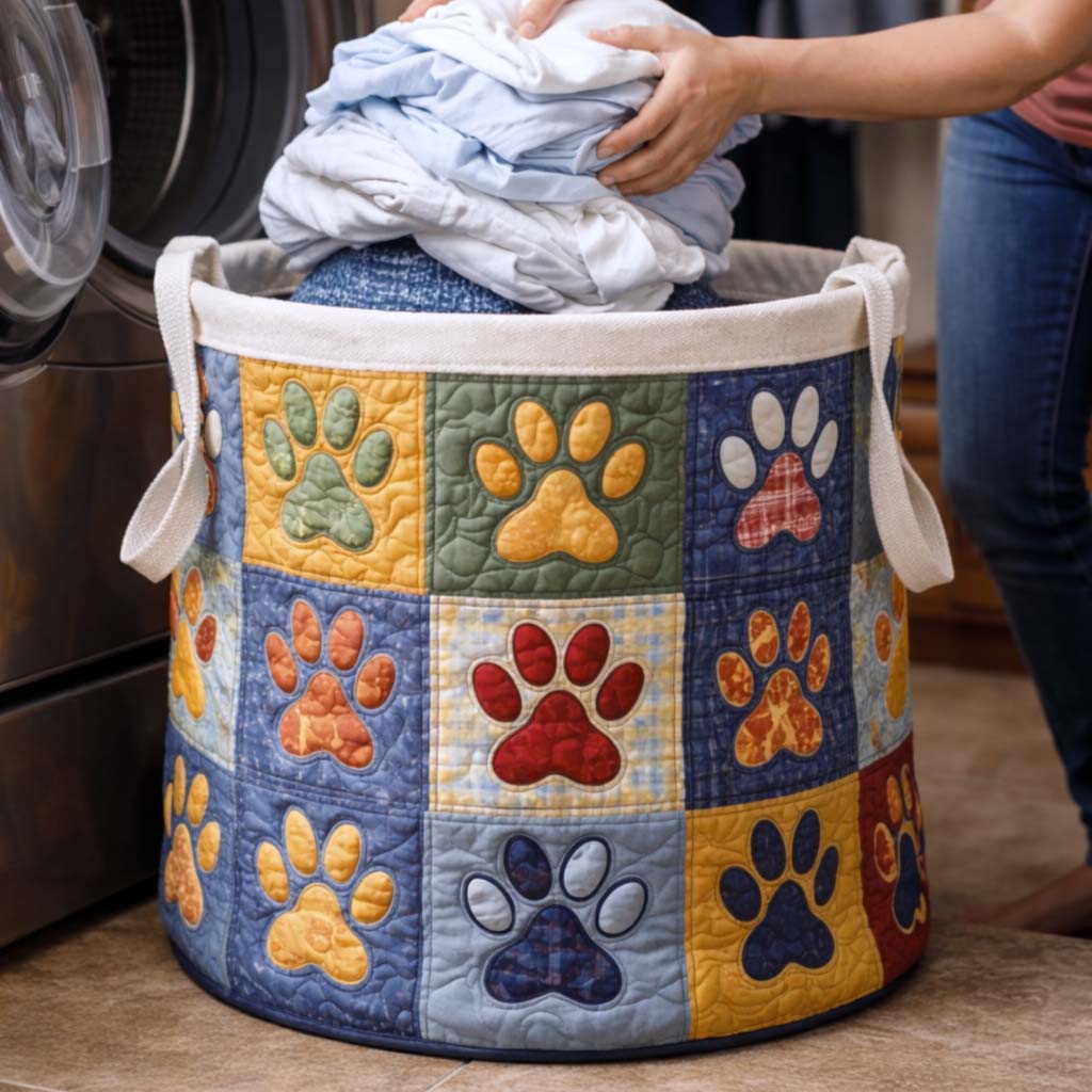 Cozy Paws | Panier à linge matelassé