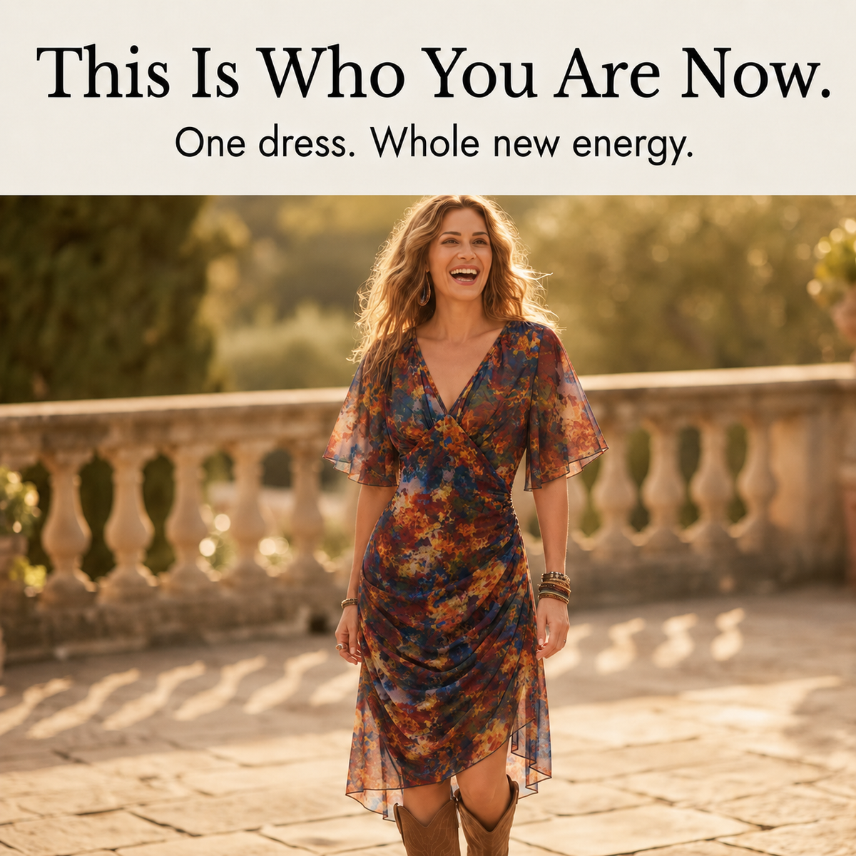 Elowen | Watercolor Ruched Midi Dress