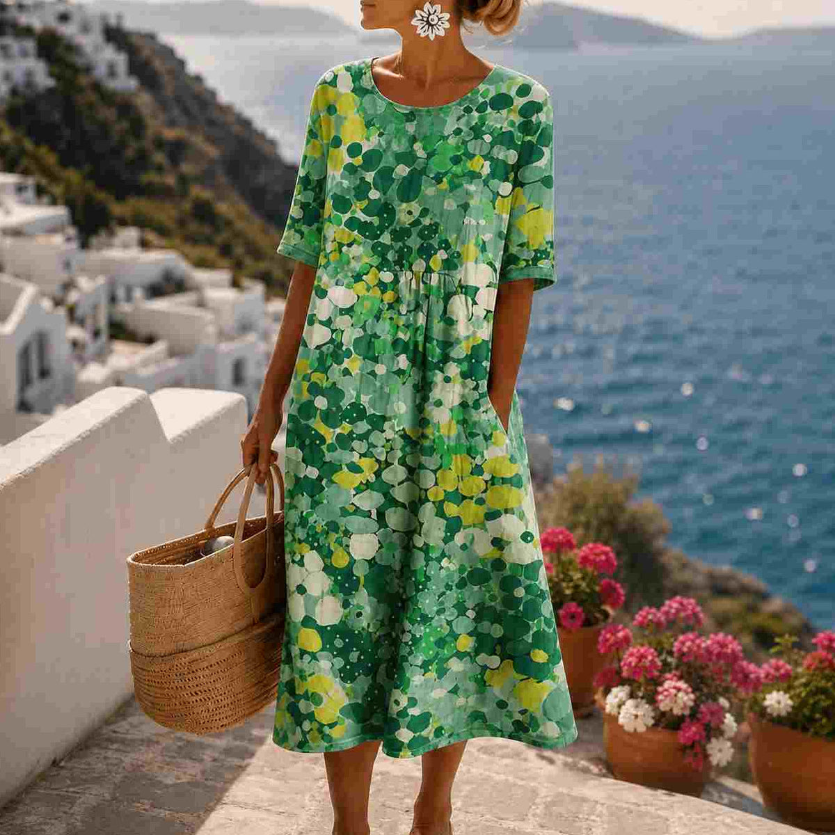 Soleia | Watercolor Print Midi Dress