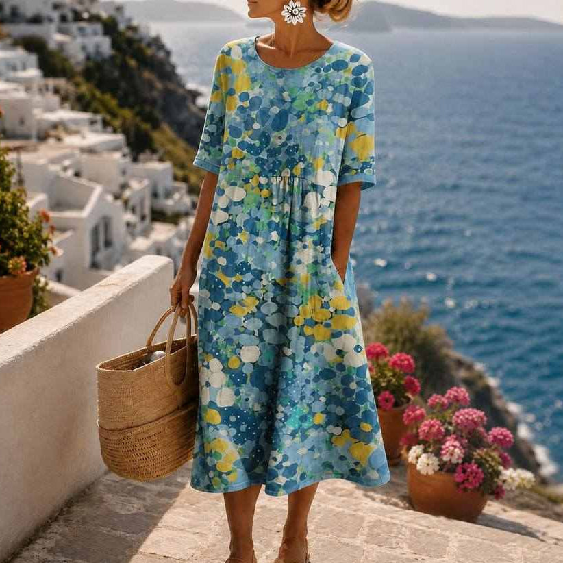 Soleia | Watercolor Print Midi Dress