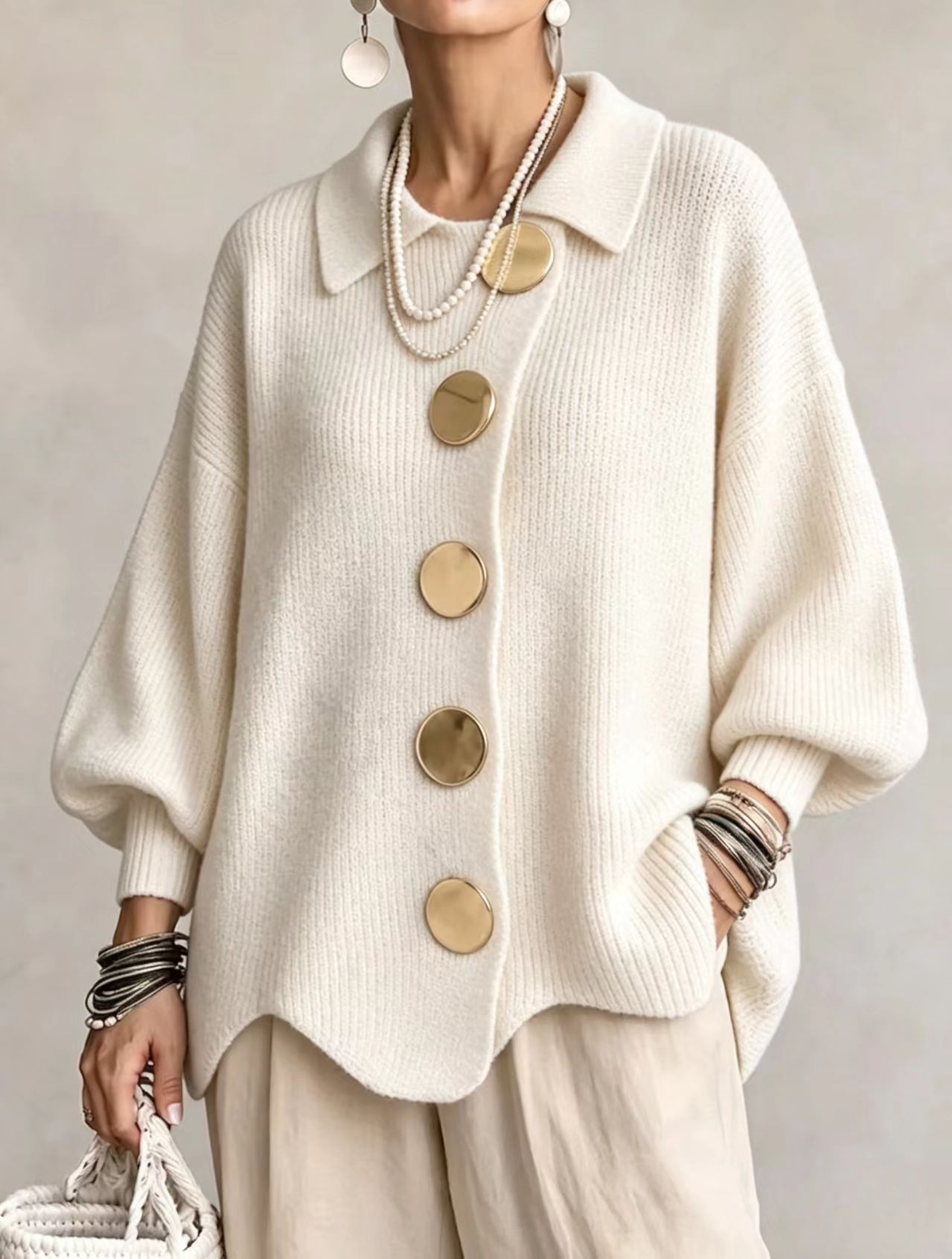 Isadora | Oversized Collared Cardigan