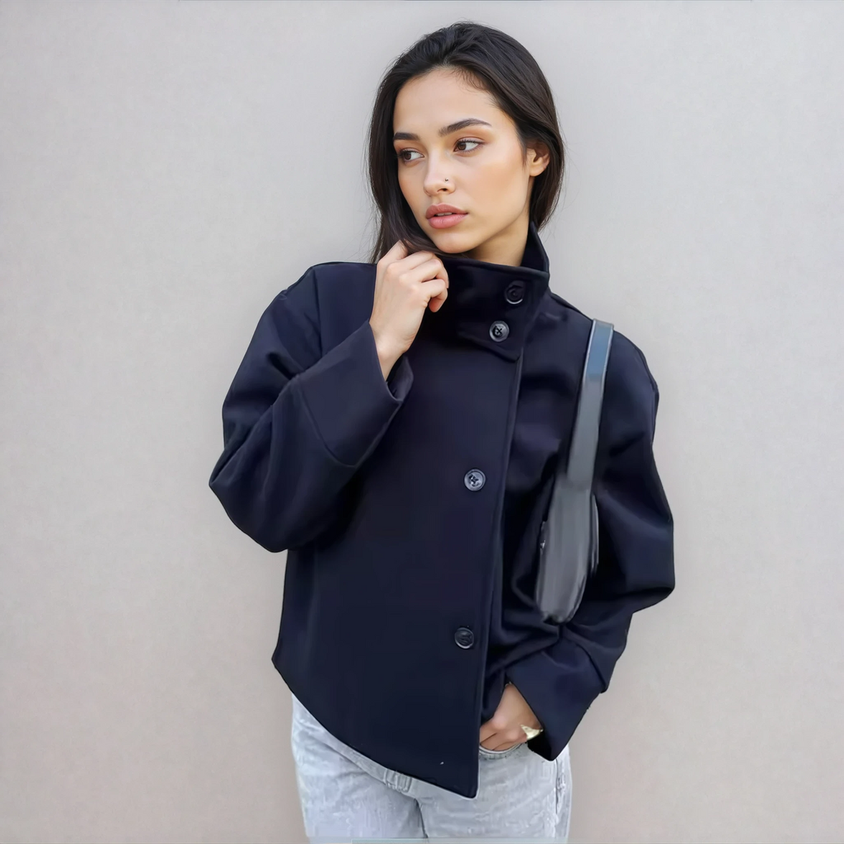 Claire | Stand Collar Pea Coat