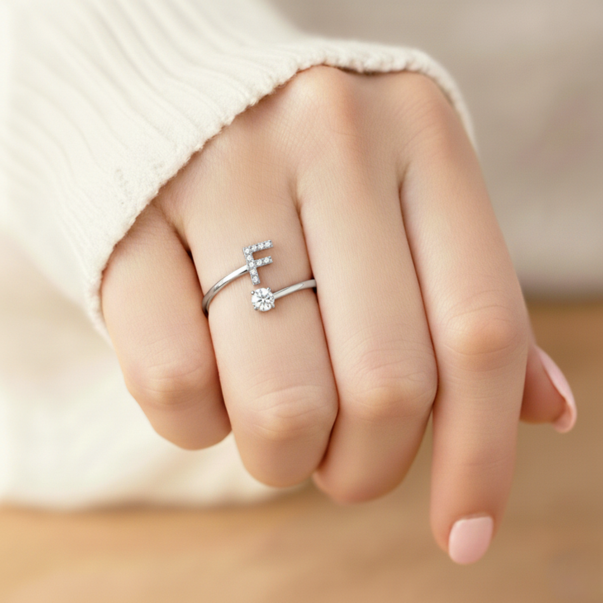 Diamond Initial Ring