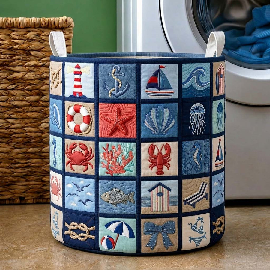 Nautical Patch | Quilted Laundry Basket