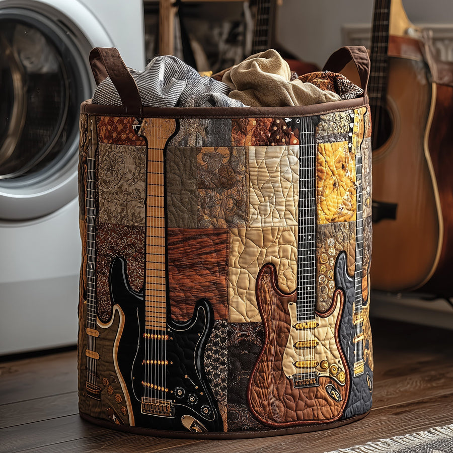 Vintage Guitar | Quilted Laundry Basket