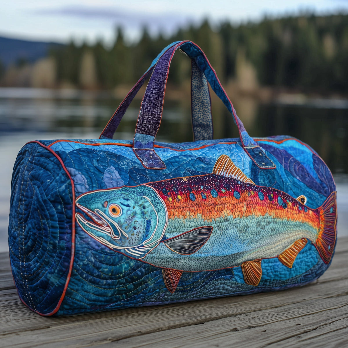 Salmon Fish | Quilted Duffle Bag