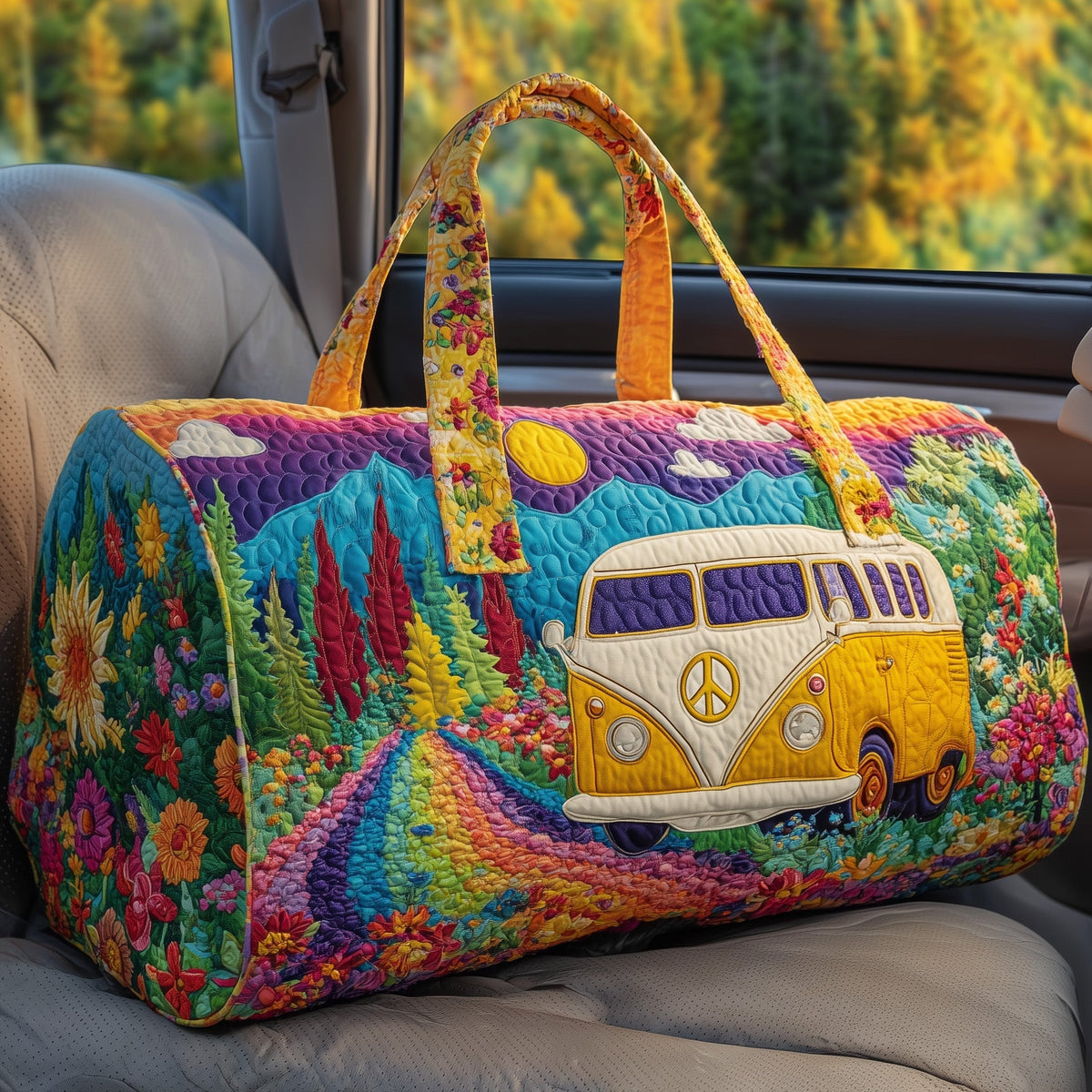 Voyage hippie | Sac polochon matelassé