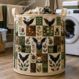 Cottage Gothic Bat Patchwork | Quilted Laundry Basket