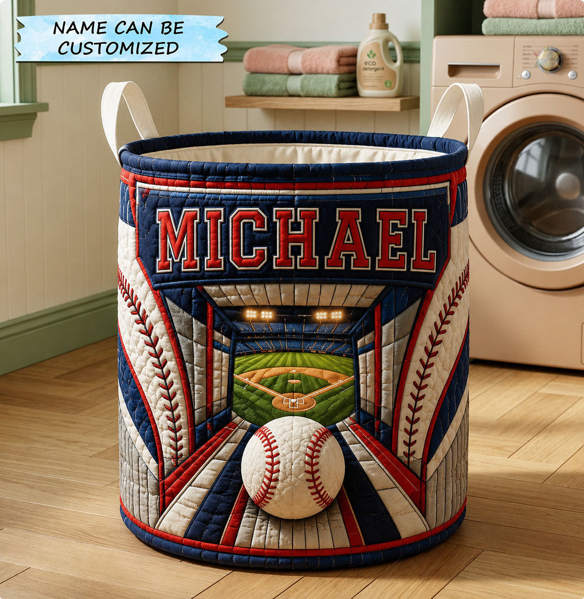 Tunnel de banc de baseball personnalisé | Panier à linge matelassé QTCUZ