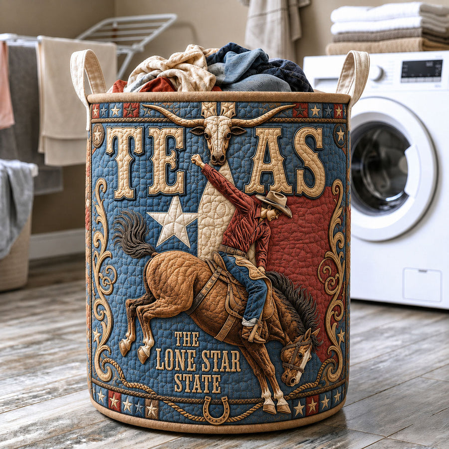 Texas Lone Star Rodeo | Quilted Laundry Basket