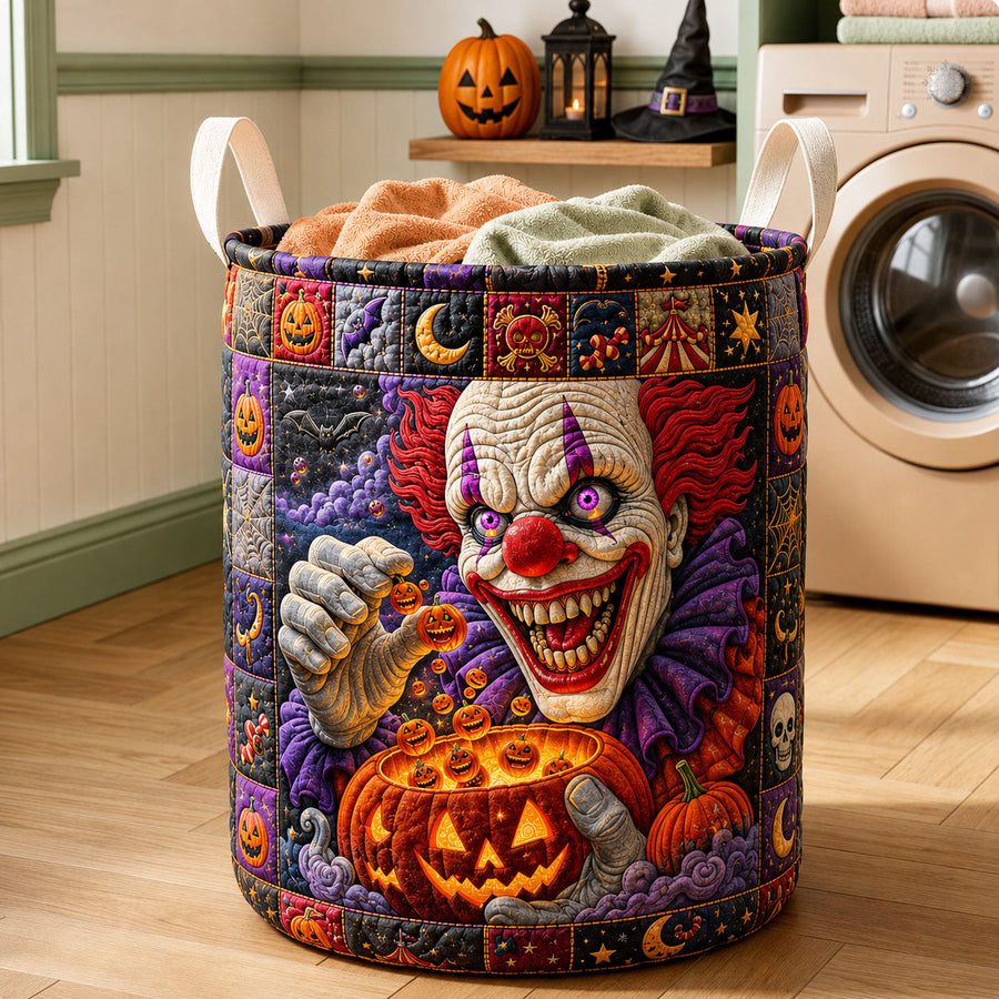 Panier à linge matelassé | Halloween Clown de fête foraine effrayant