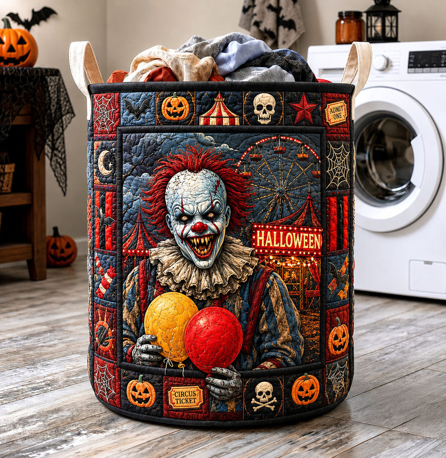 Haunted Carnival Clown Halloween | Quilted Laundry Basket