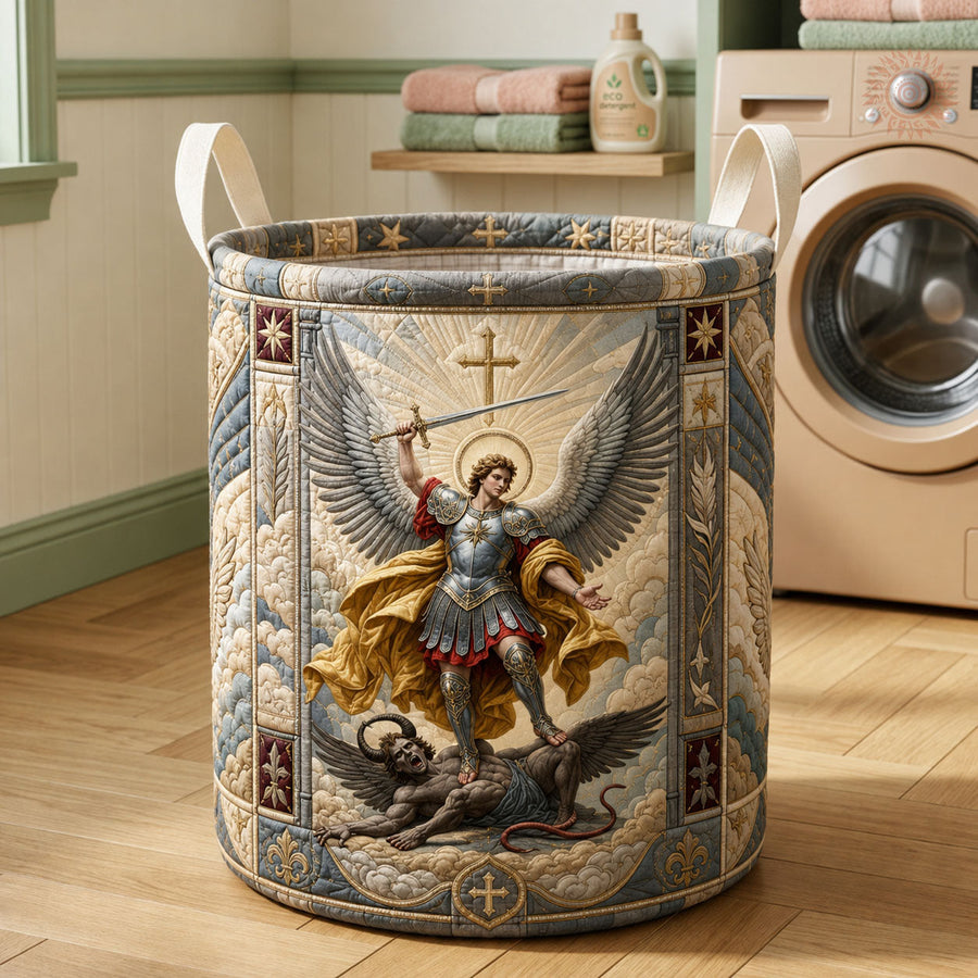 Defender Of Heaven | Quilted Laundry Basket