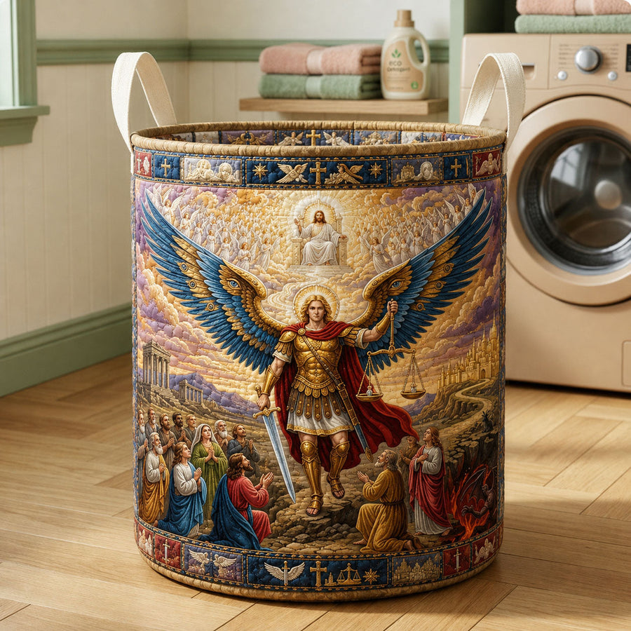 Judgment And Divine Light | Quilted Laundry Basket