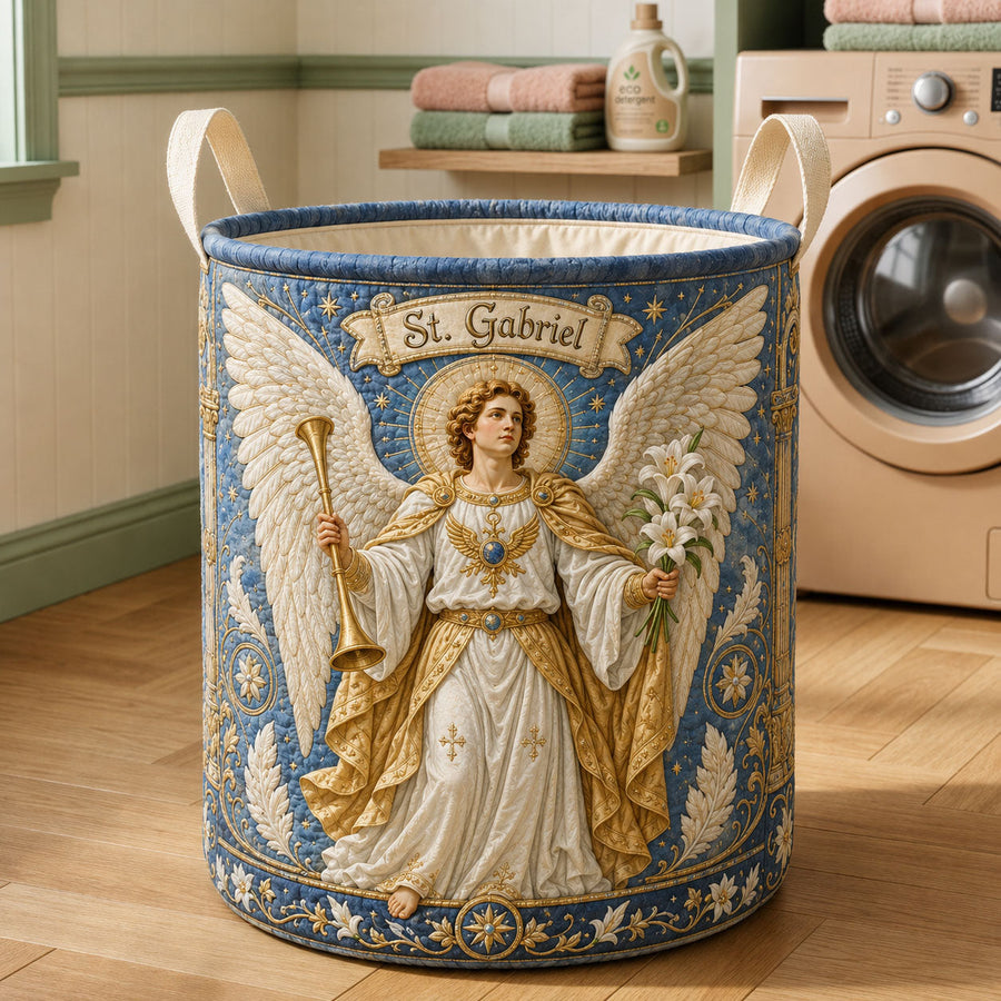 Saint Gabriel Heavenly Messenger | Quilted Laundry Basket