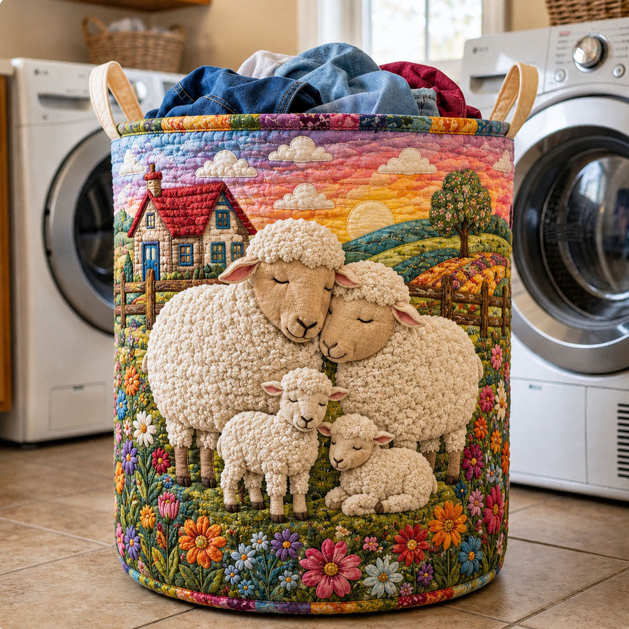 Chalet de la famille Mouton au coucher du soleil | Panier à linge matelassé