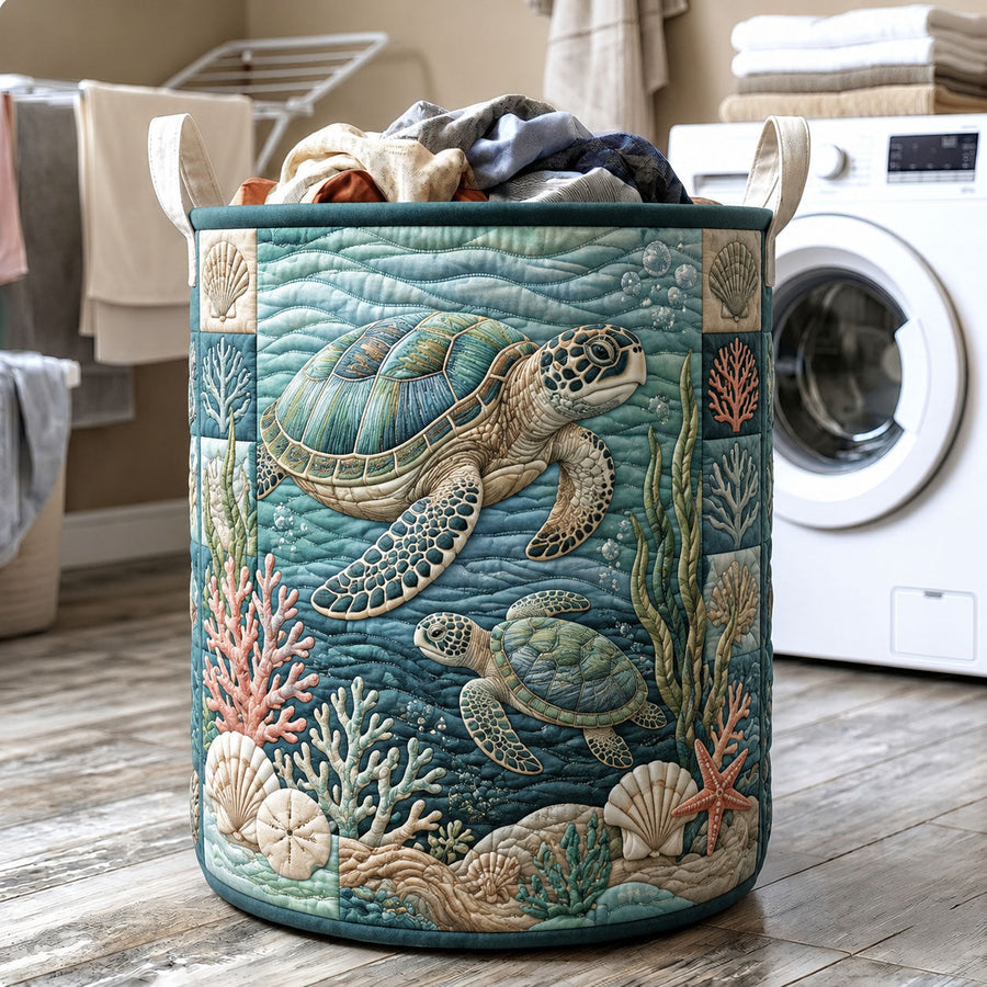Récif de tortues marines | Panier à linge matelassé