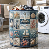 Coastal Patchwork | Quilted Laundry Basket