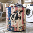 Vache florale | Panier à linge matelassé