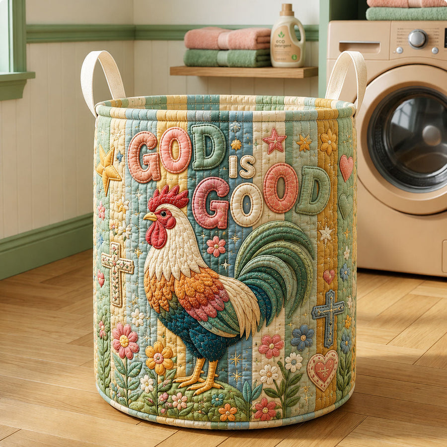 Panier à linge matelassé | Coq « God Is Good »