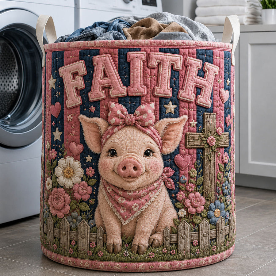 Faith Piglet | Panier à linge matelassé