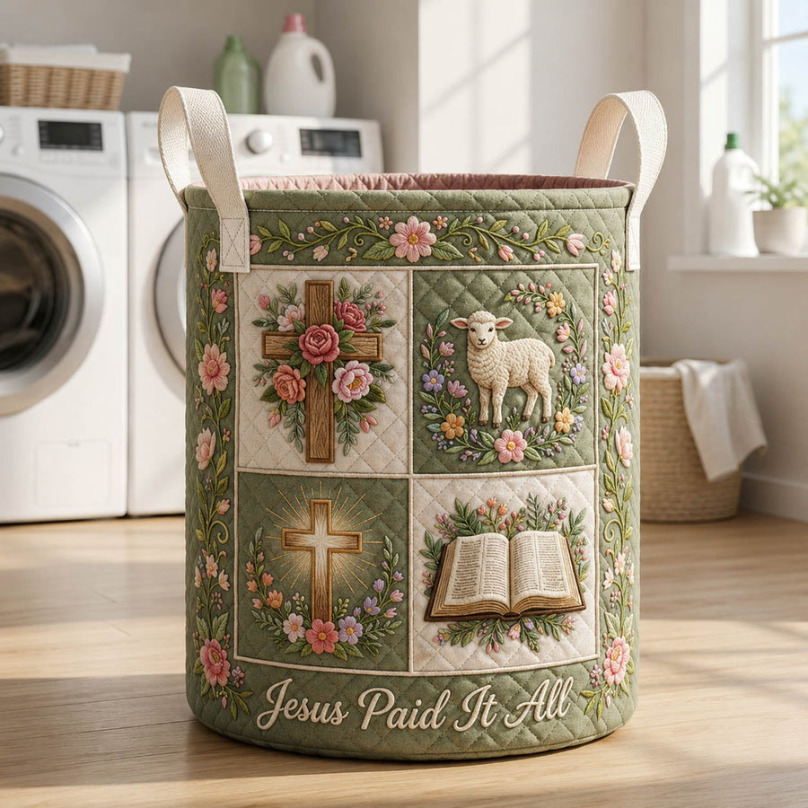 Jésus a tout payé | Panier à linge matelassé