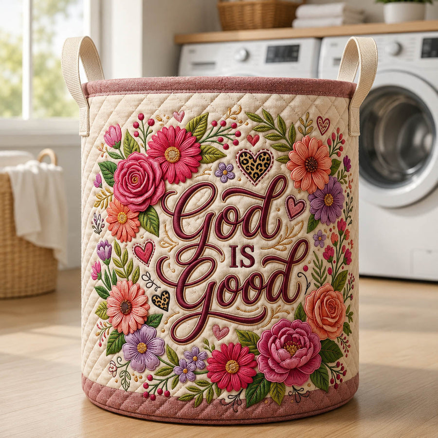 Dieu est bon | Panier à linge matelassé