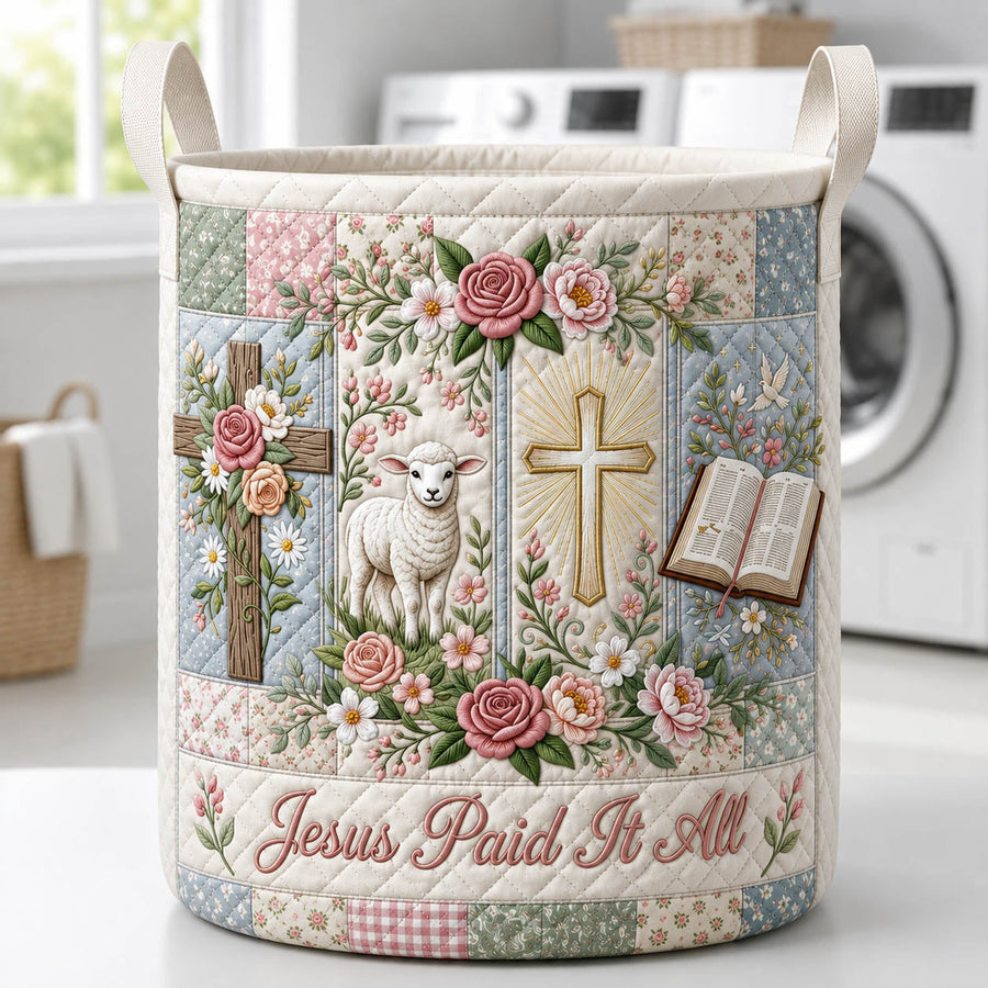 Jésus a tout payé | Panier à linge matelassé