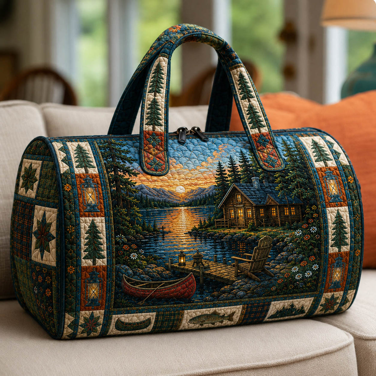 Lakeside Sunset | Quilted Duffle Bag