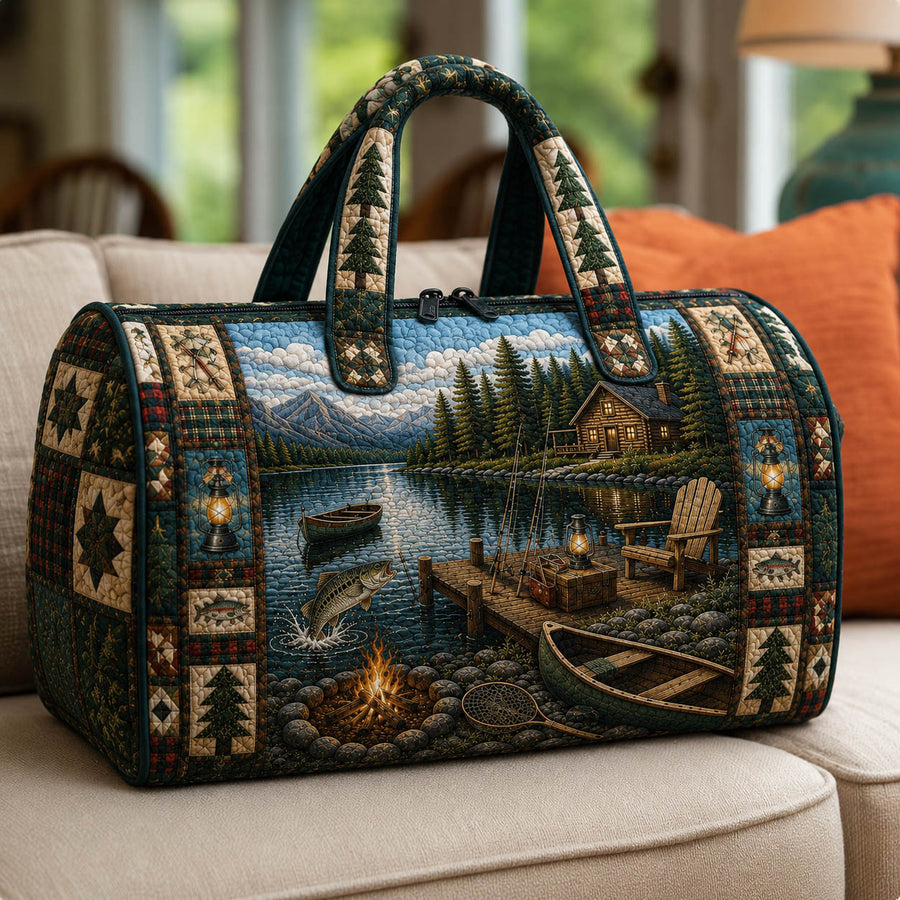 Lake Cabin Camping | Quilted Duffle Bag