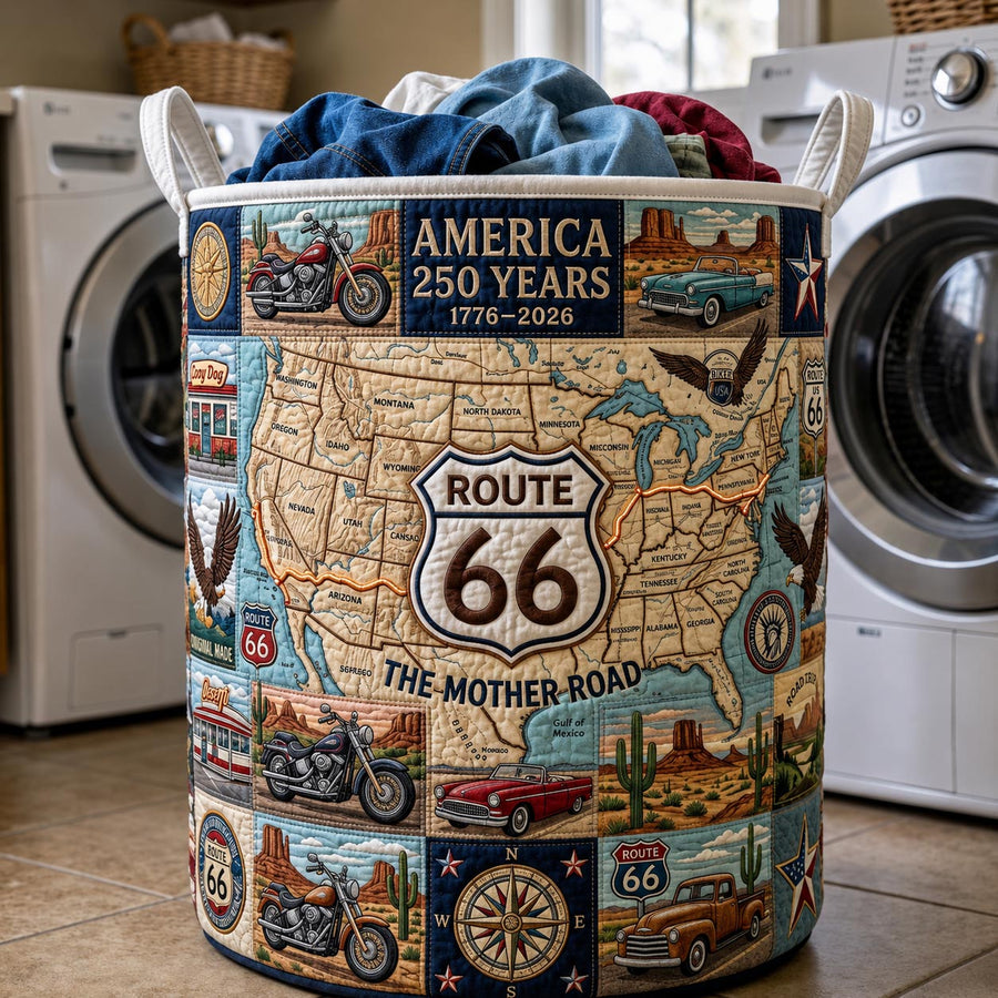 American Highway | Quilted Laundry Basket