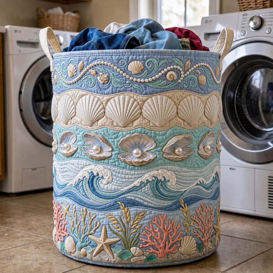 Coastal Whisper | Quilted Laundry Basket