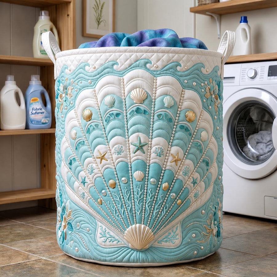 Seaside Whisper | Quilted Laundry Basket