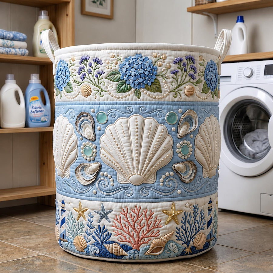 Sérénité côtière | Panier à linge matelassé