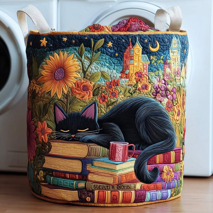 Chat dormant | Panier à linge matelassé