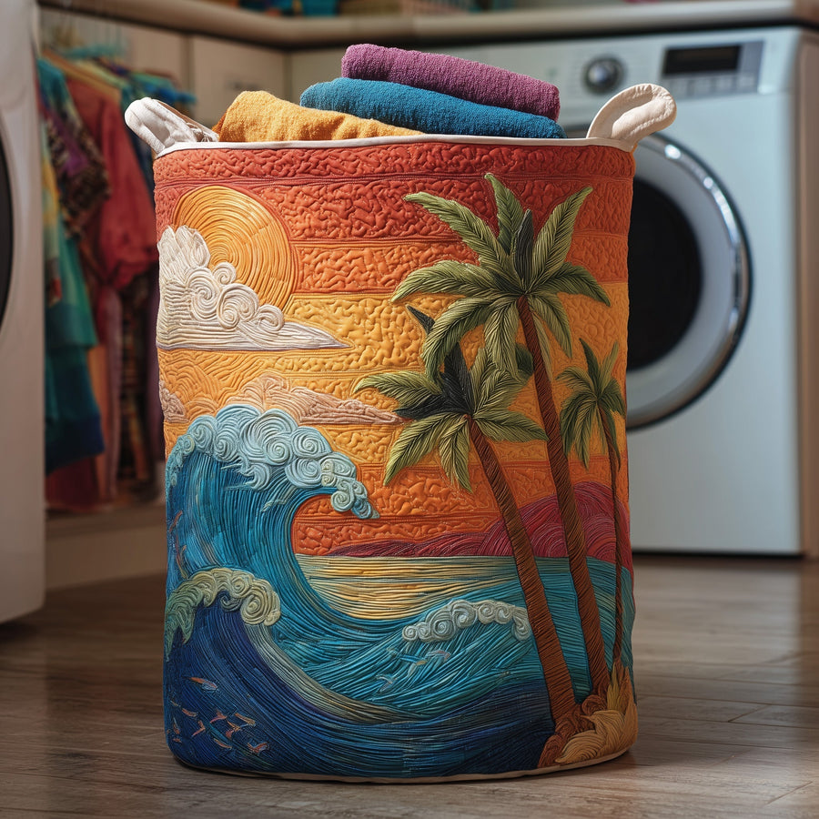 Tropical Beach | Quilted Laundry Basket