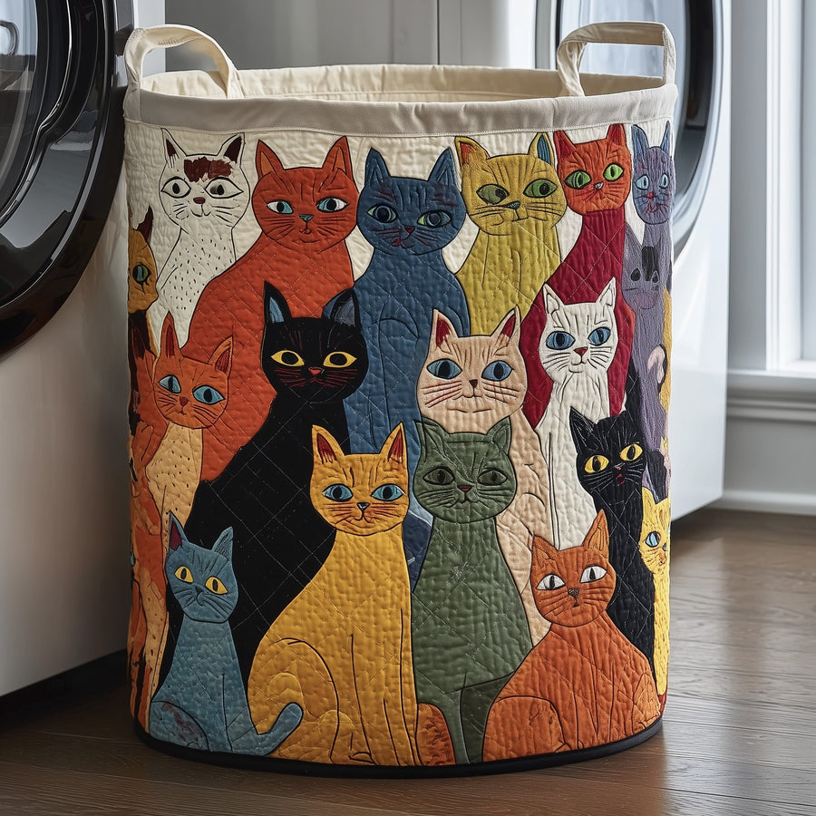 Whimsical Cats | Quilted Laundry Basket
