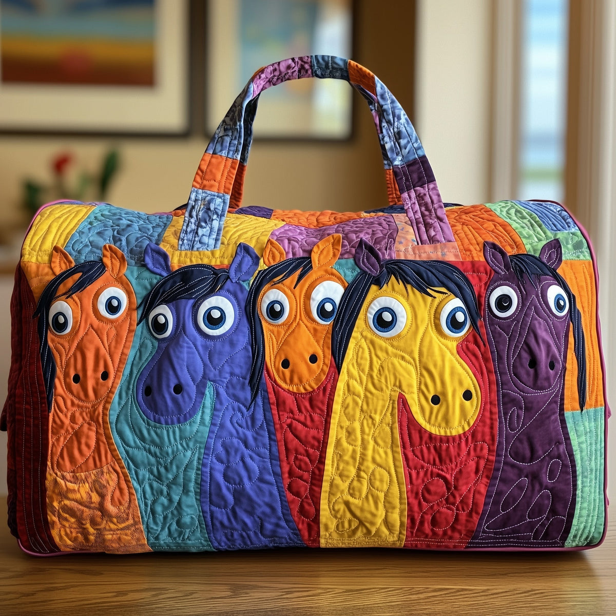Cheerful Horses | Quilted Duffle Bag