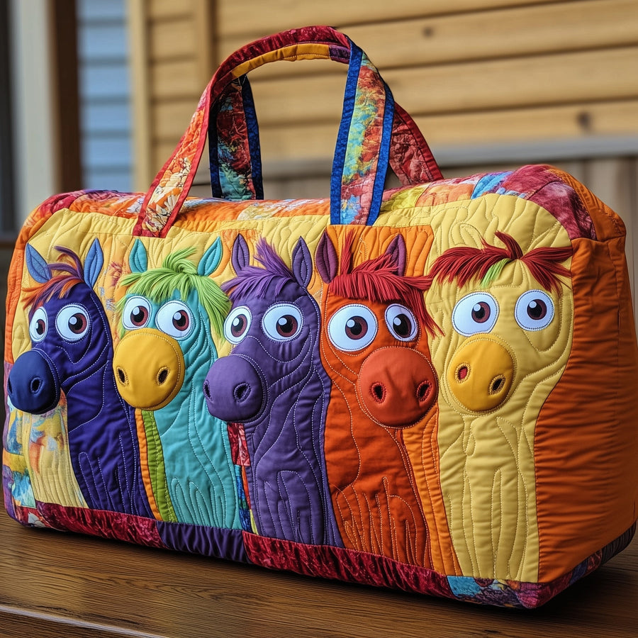 Cheerful Horses | Quilted Duffle Bag