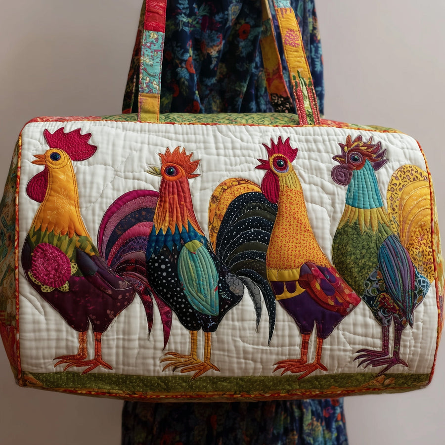 Happy Roosters | Quilted Duffle Bag