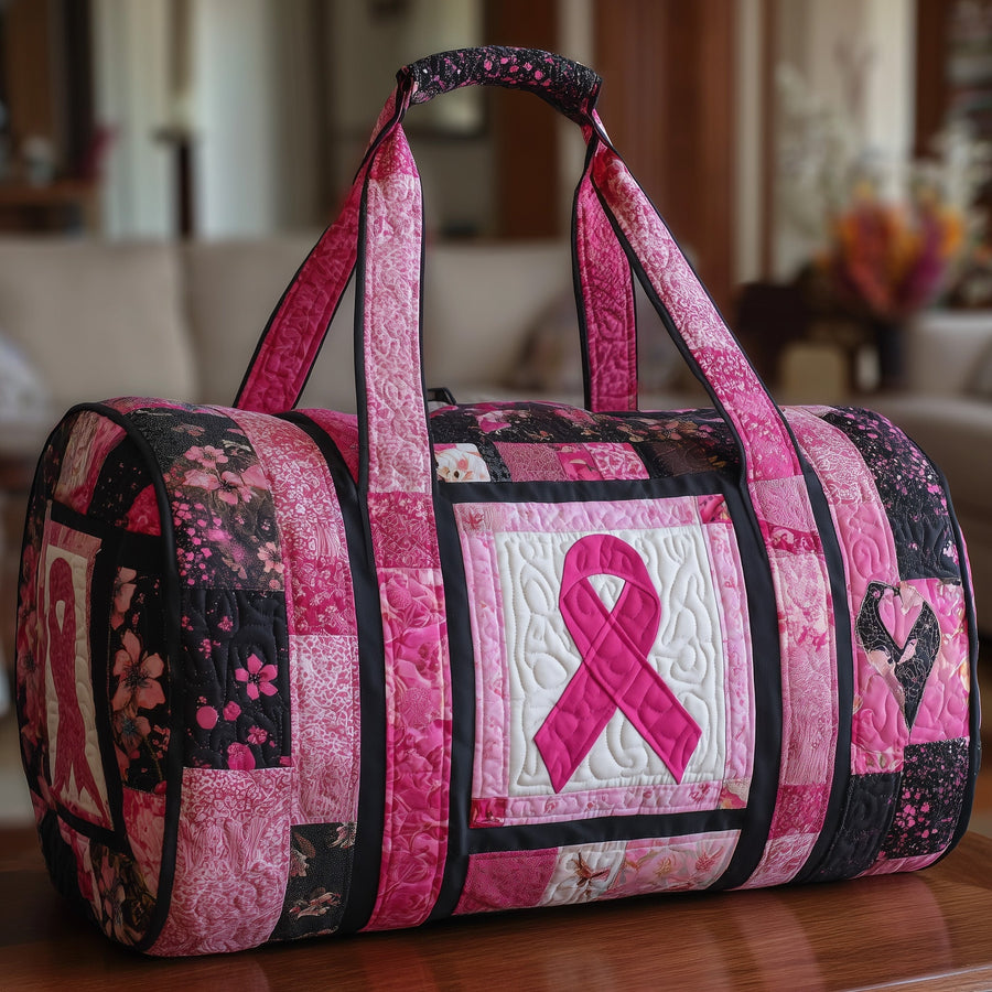 Breast Cancer Ribbon | Quilted Duffle Bag